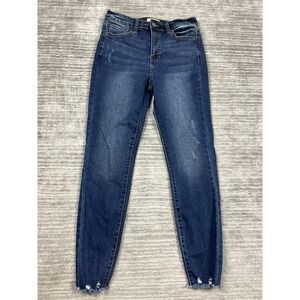 Nature Denim Jeans Juniors 9‎ Blue Dark Wash Skinny Raw Hem Denim